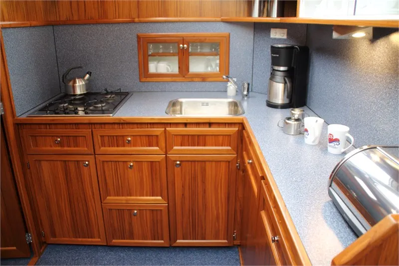 Galley of Helena, a De Drait Kotterjacht 12.2 GL motorboat at Woudsend, Netherlands