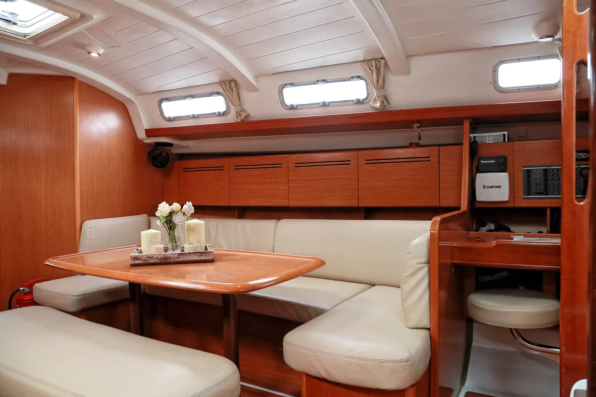 Salon of Hermes, a Beneteau Cyclades 43.4 sailboat at Preveza, Greece