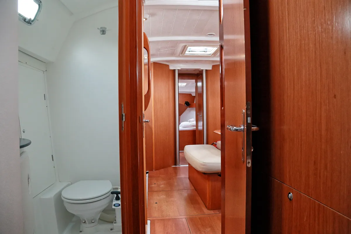 Head on Hermes, a Beneteau Cyclades 43.4 sailboat at Preveza, Greece