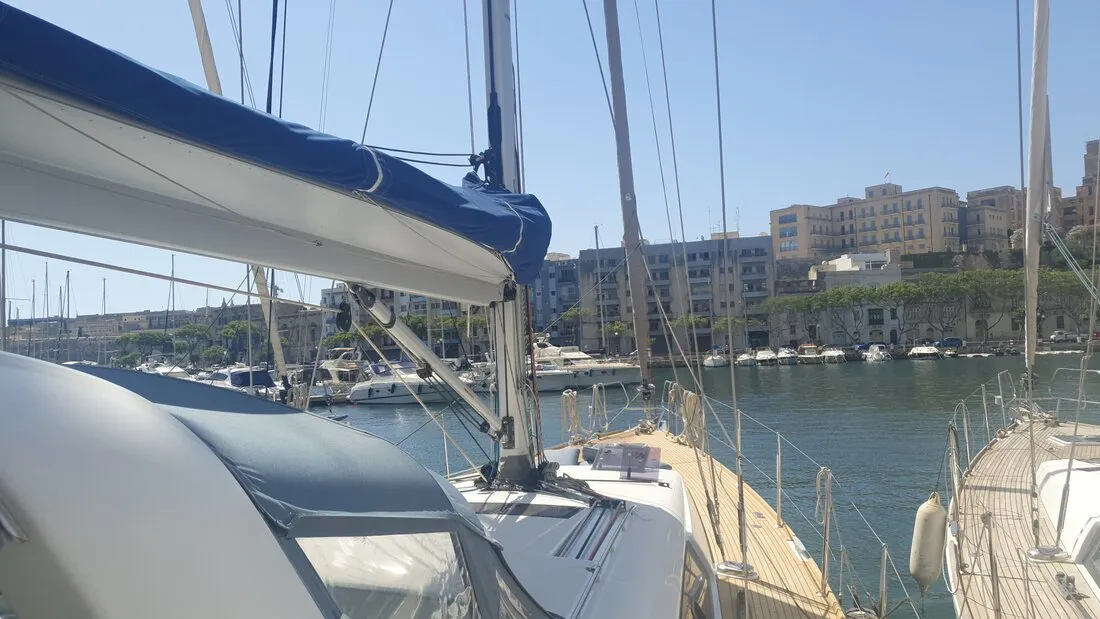 Deck of Ultreya, a Beneteau Oceanis 60 sailboat at Municipal Unit of Lefkada, Greece