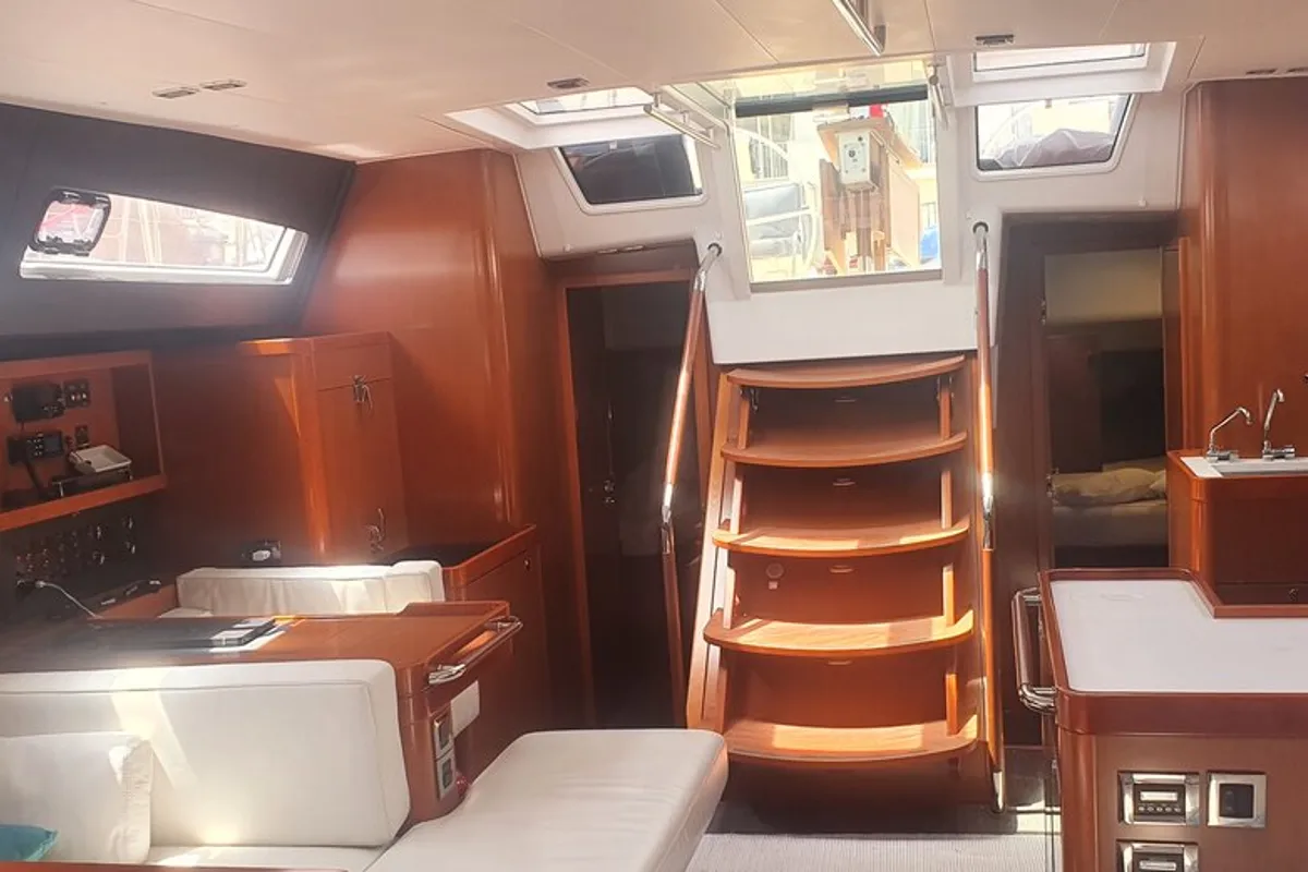 Salon of Ultreya, a Beneteau Oceanis 60 sailboat at Municipal Unit of Lefkada, Greece