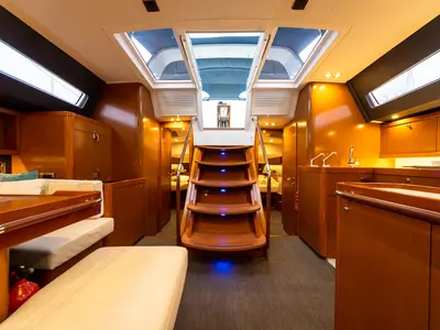 Salon of Ultreya, a Beneteau Oceanis 60 sailboat at Municipal Unit of Lefkada, Greece