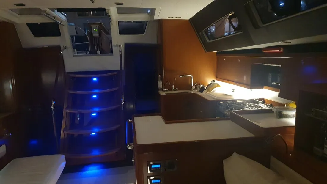 Galley of Ultreya, a Beneteau Oceanis 60 sailboat at Municipal Unit of Lefkada, Greece