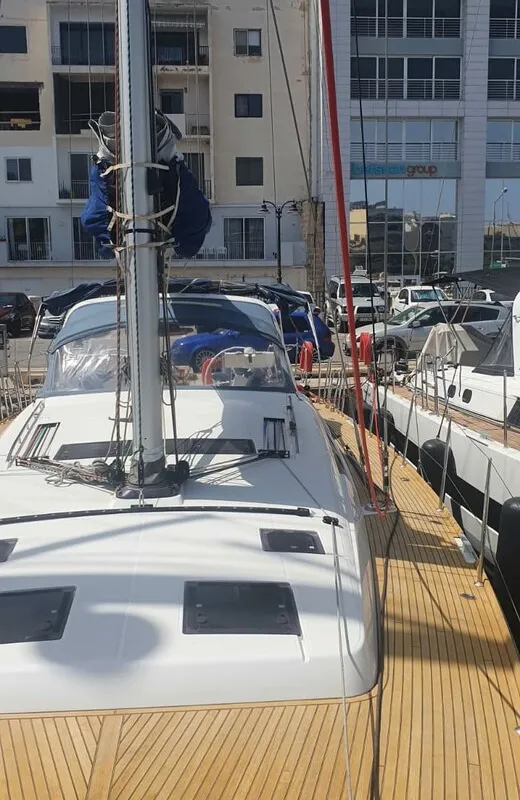 Deck of Ultreya, a Beneteau Oceanis 60 sailboat at Municipal Unit of Lefkada, Greece