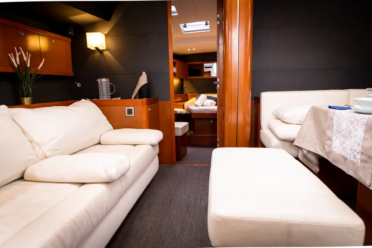Salon of Ultreya, a Beneteau Oceanis 60 sailboat at Municipal Unit of Lefkada, Greece