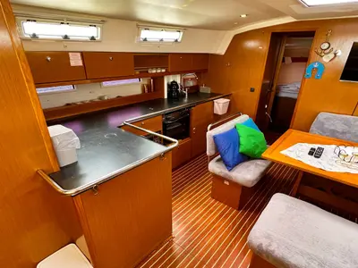 Galley of Aquaholic, a Bavaria Cruiser 45 sailboat at Fethiye, Turkey