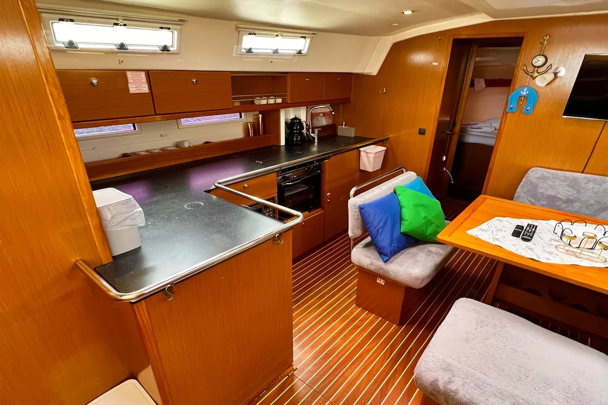 Galley of Aquaholic, a Bavaria Cruiser 45 sailboat at Fethiye, Turkey