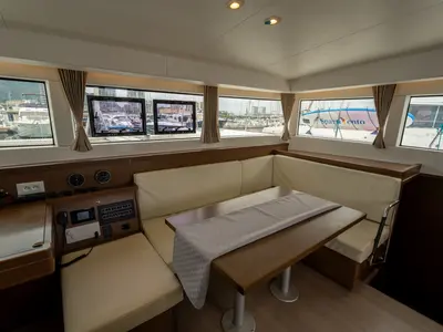 Salon of Mascalzone Lametino, a Lagoon 40 catamaran at Salerno, Italy