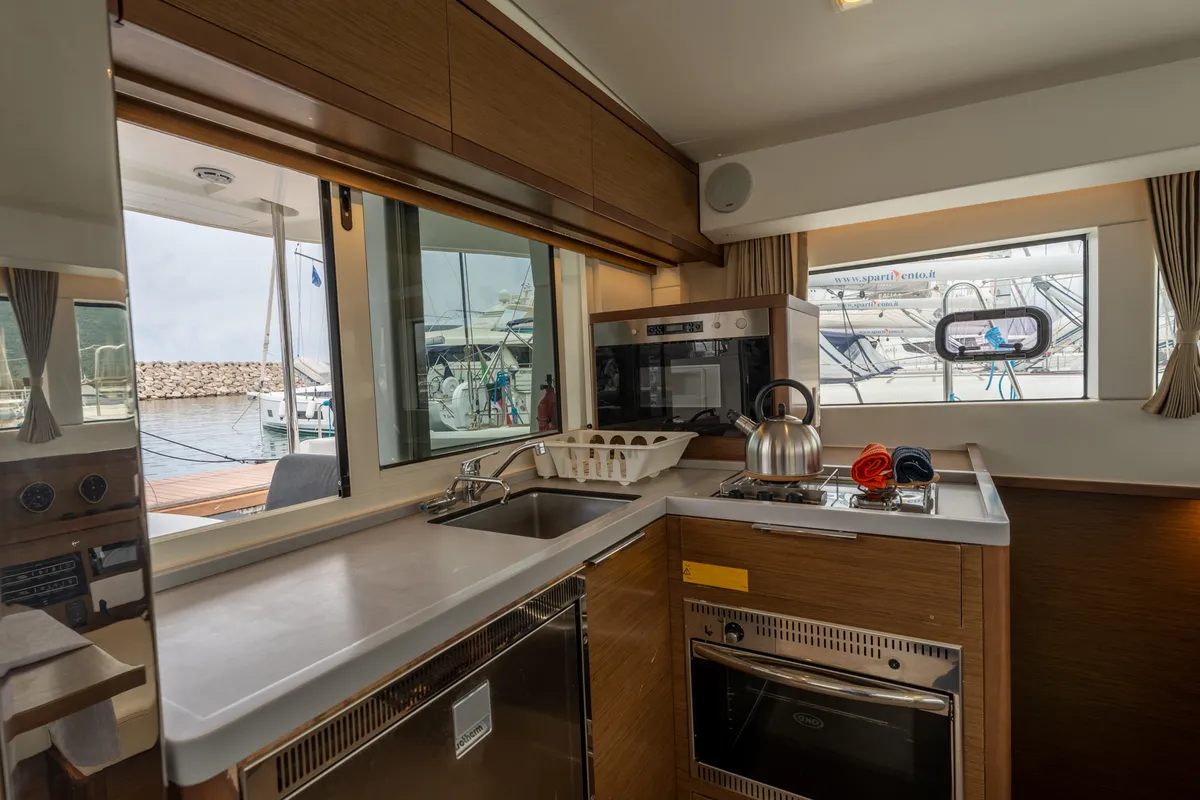 Galley of Mascalzone Lametino, a Lagoon 40 catamaran at Salerno, Italy