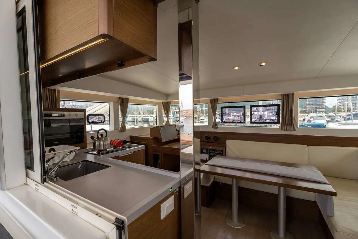 Galley of Mascalzone Lametino, a Lagoon 40 catamaran at Salerno, Italy