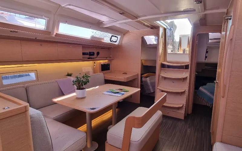 Salon of Lucie, a Dufour 430 sailboat at Vallauris, France