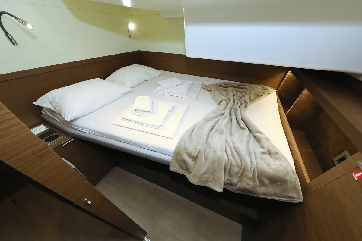 Cabin on Ragnar, a Lagoon 50 OW catamaran at Sukošan, Croatia
