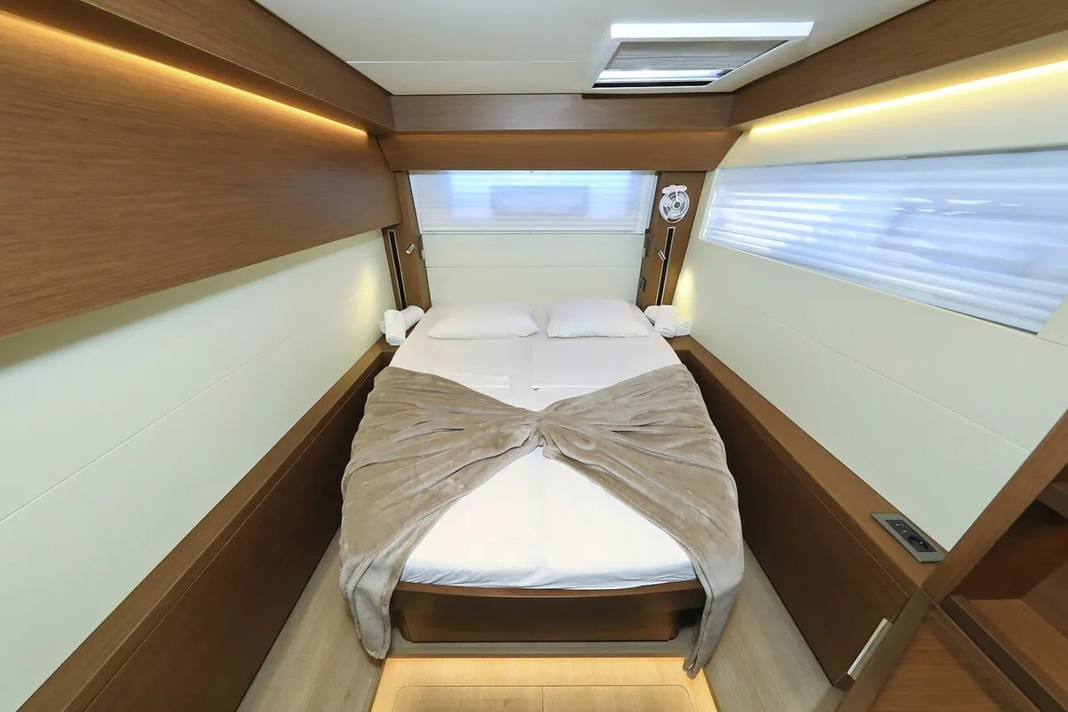 Cabin on Ragnar, a Lagoon 50 OW catamaran at Sukošan, Croatia