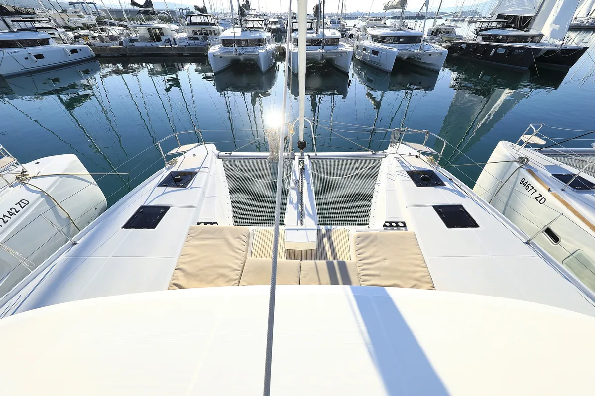 Exterior view of Ragnar, a Lagoon 50 OW catamaran at Sukošan, Croatia
