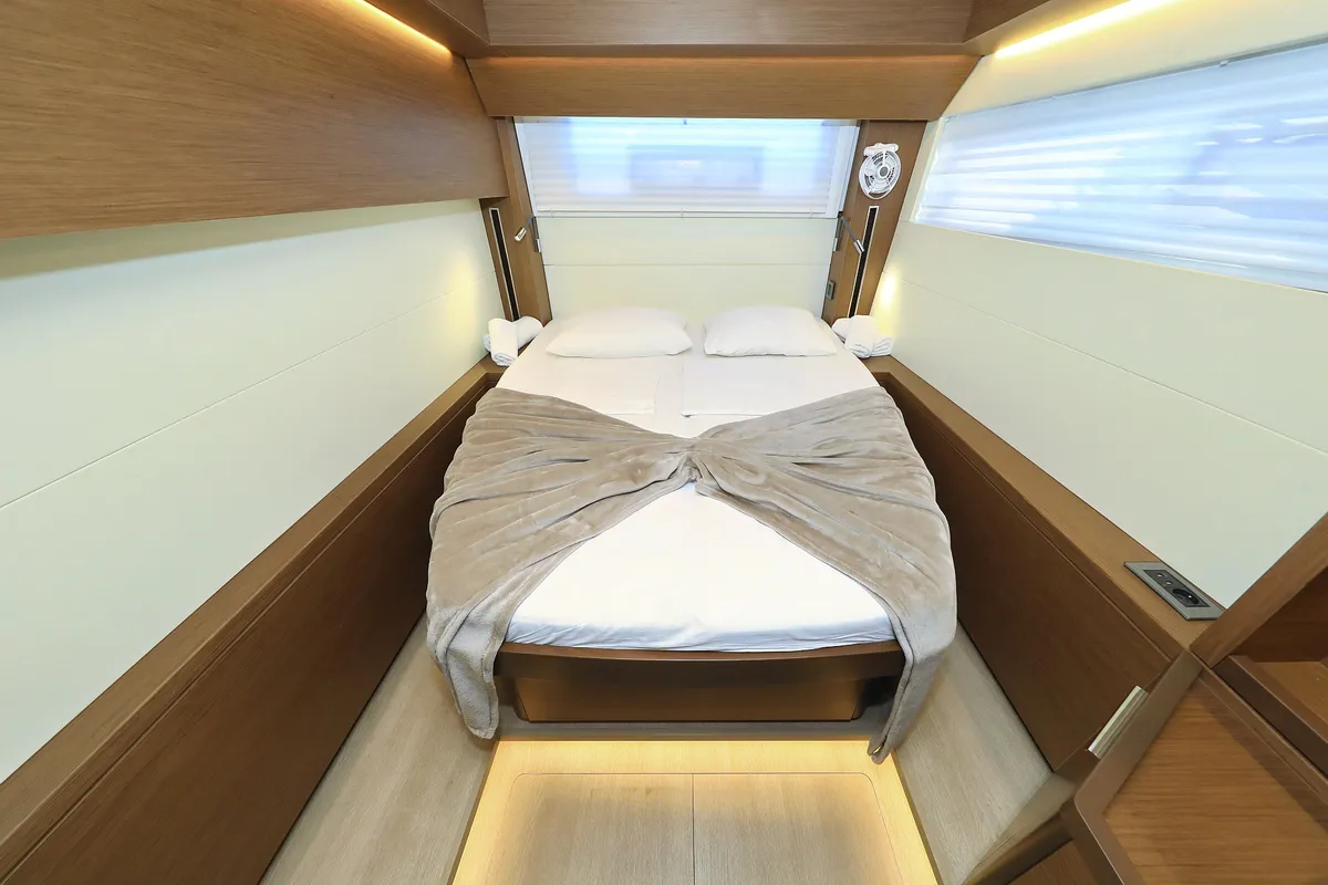 Cabin on Ragnar, a Lagoon 50 OW catamaran at Sukošan, Croatia
