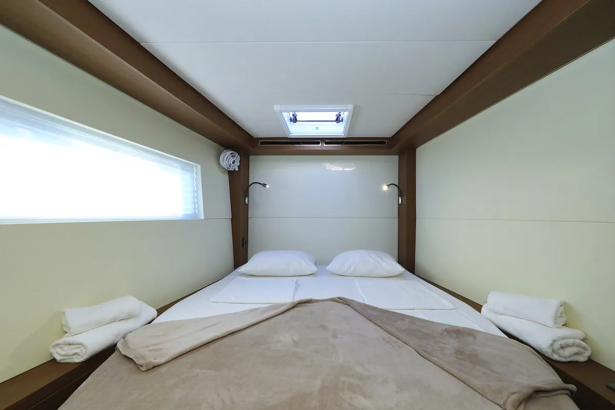 Cabin on Ragnar, a Lagoon 50 OW catamaran at Sukošan, Croatia