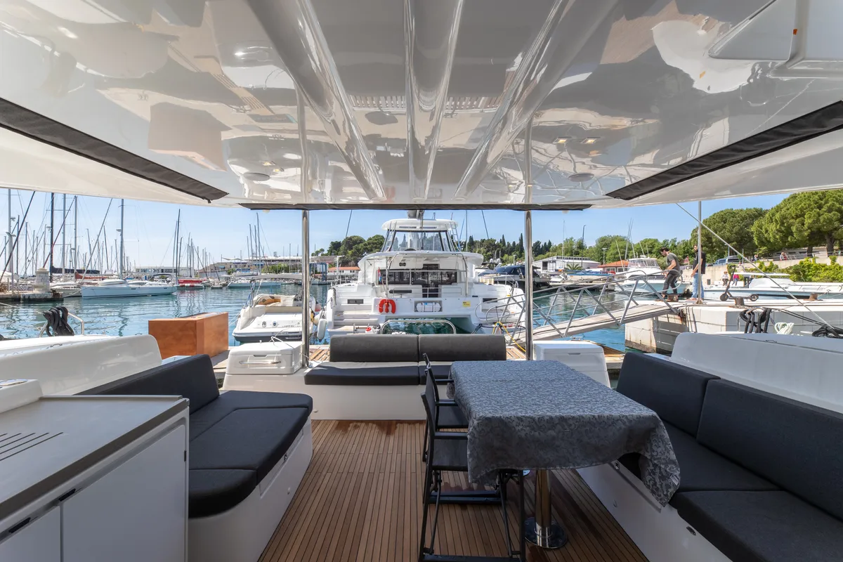 Deck of Negroni, a Lagoon 51 catamaran at Općina Rogoznica, Croatia