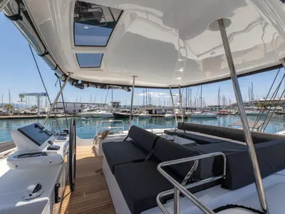 Cockpit of Negroni, a Lagoon 51 catamaran at Općina Rogoznica, Croatia