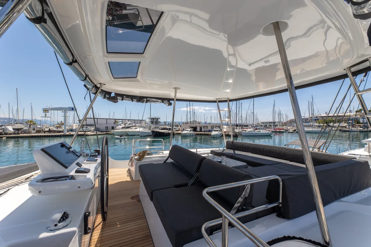 Cockpit of Negroni, a Lagoon 51 catamaran at Općina Rogoznica, Croatia