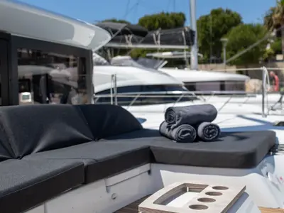 Deck of Negroni, a Lagoon 51 catamaran at Općina Rogoznica, Croatia