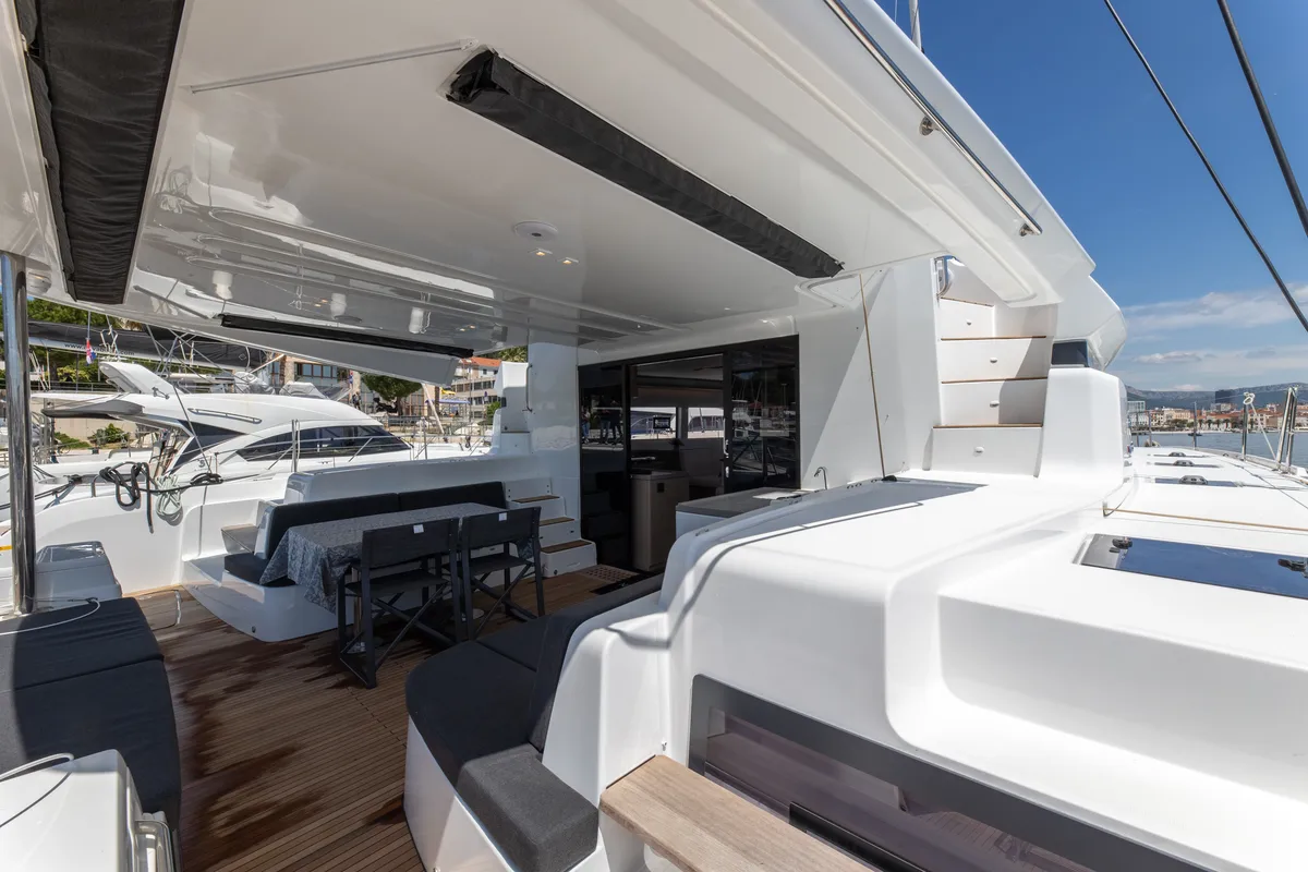 Deck of Negroni, a Lagoon 51 catamaran at Općina Rogoznica, Croatia