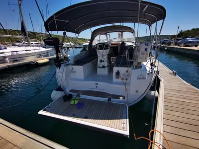 Cockpit of Sea Wolf, a Bavaria Cruiser 36 sailboat at Primošten, Croatia