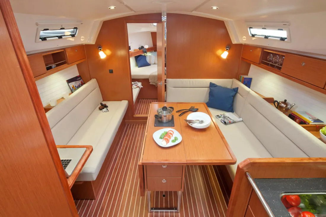 Salon of Sea Wolf, a Bavaria Cruiser 36 sailboat at Primošten, Croatia