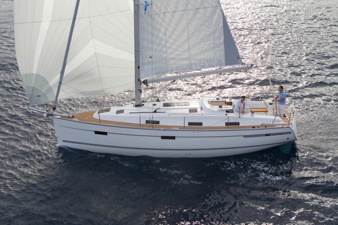 Exterior view of Sea Wolf, a Bavaria Cruiser 36 sailboat at Primošten, Croatia