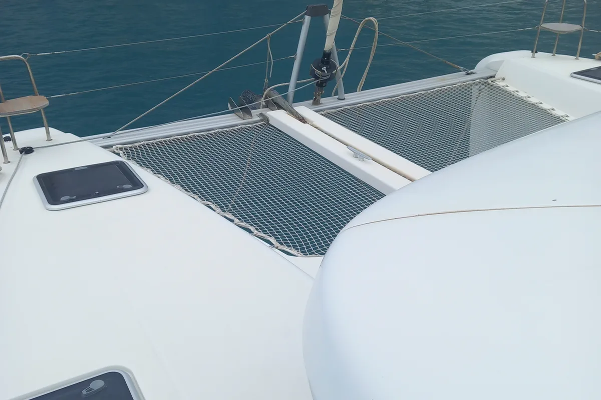 Deck of Neverland, a Lagoon 42 catamaran at Kos, Greece