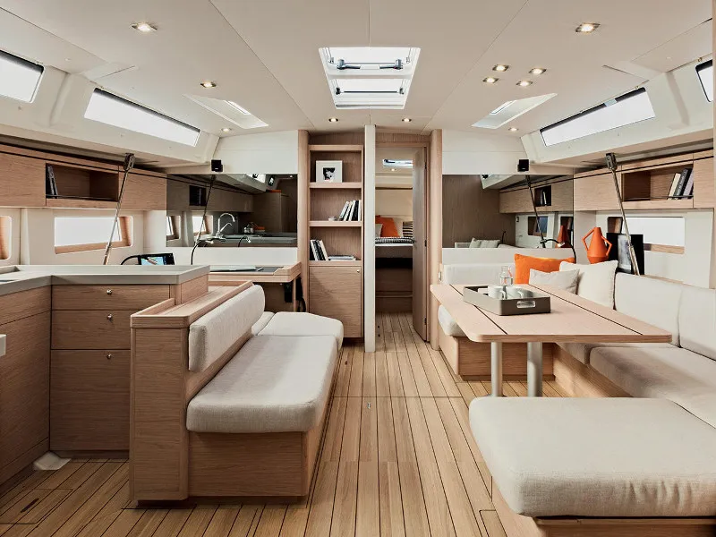 Salon of Annezia Star, a Beneteau Oceanis 51.1 sailboat at Athens, Greece