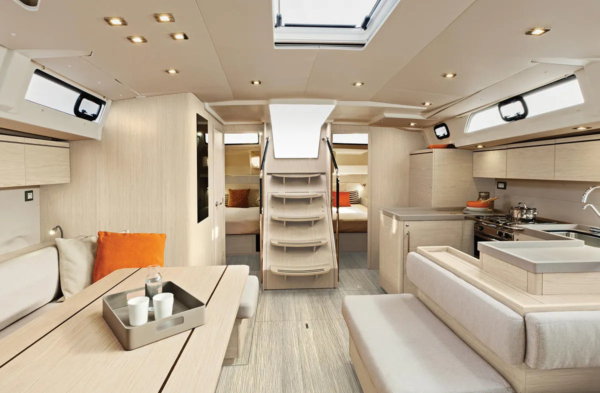 Salon of Annezia Star, a Beneteau Oceanis 51.1 sailboat at Athens, Greece