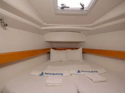 Cabin on Classic, a Jeanneau Sun Odyssey 42 i sailboat at Fethiye, Turkey