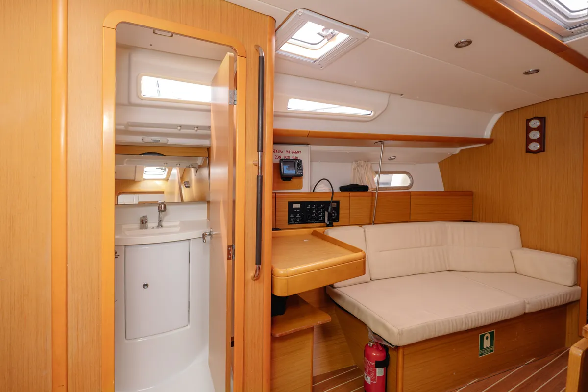 Salon of Classic, a Jeanneau Sun Odyssey 42 i sailboat at Fethiye, Turkey