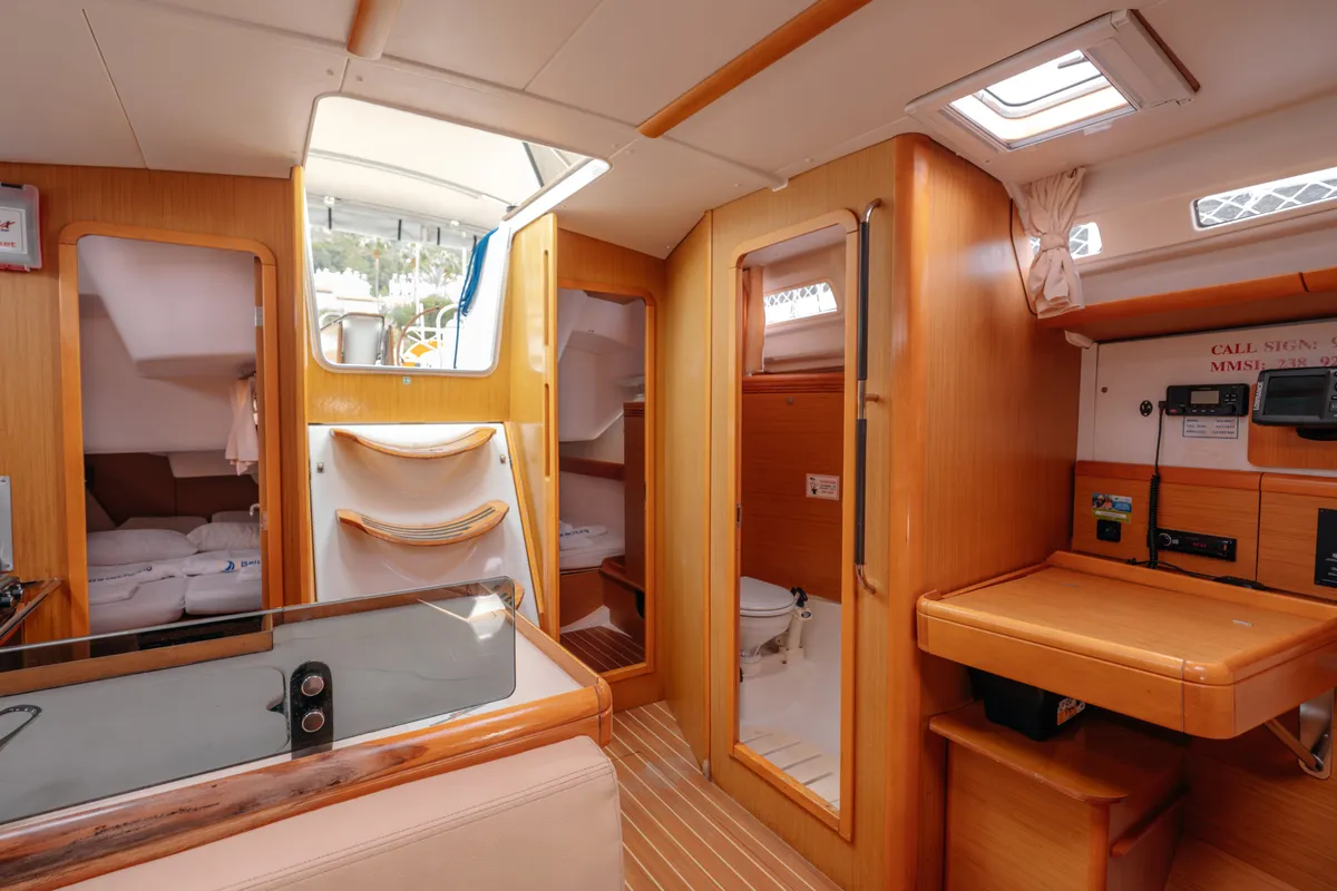 Salon of Classic, a Jeanneau Sun Odyssey 42 i sailboat at Fethiye, Turkey