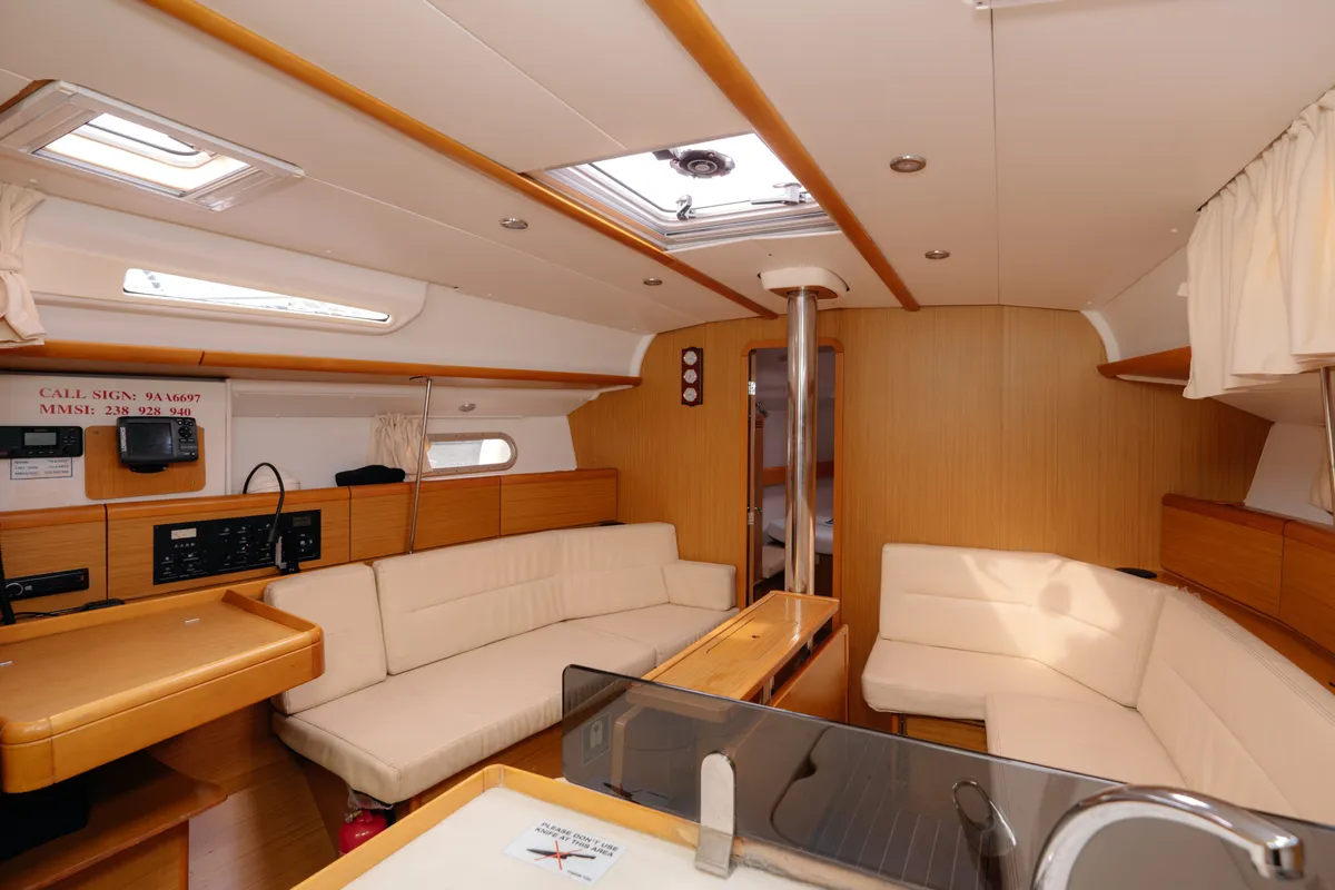 Salon of Classic, a Jeanneau Sun Odyssey 42 i sailboat at Fethiye, Turkey