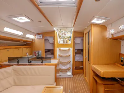 Salon of Classic, a Jeanneau Sun Odyssey 42 i sailboat at Fethiye, Turkey