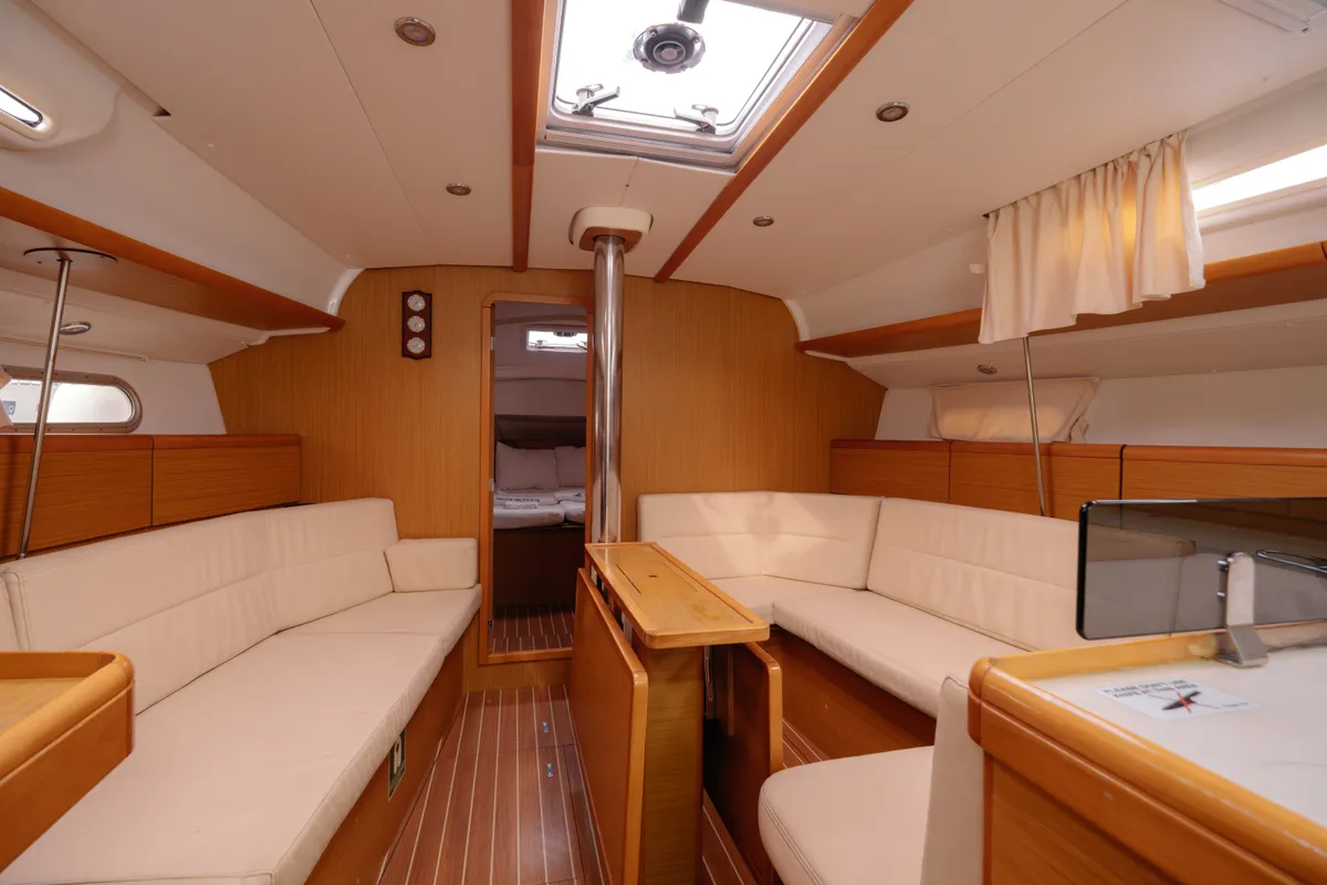 Salon of Classic, a Jeanneau Sun Odyssey 42 i sailboat at Fethiye, Turkey