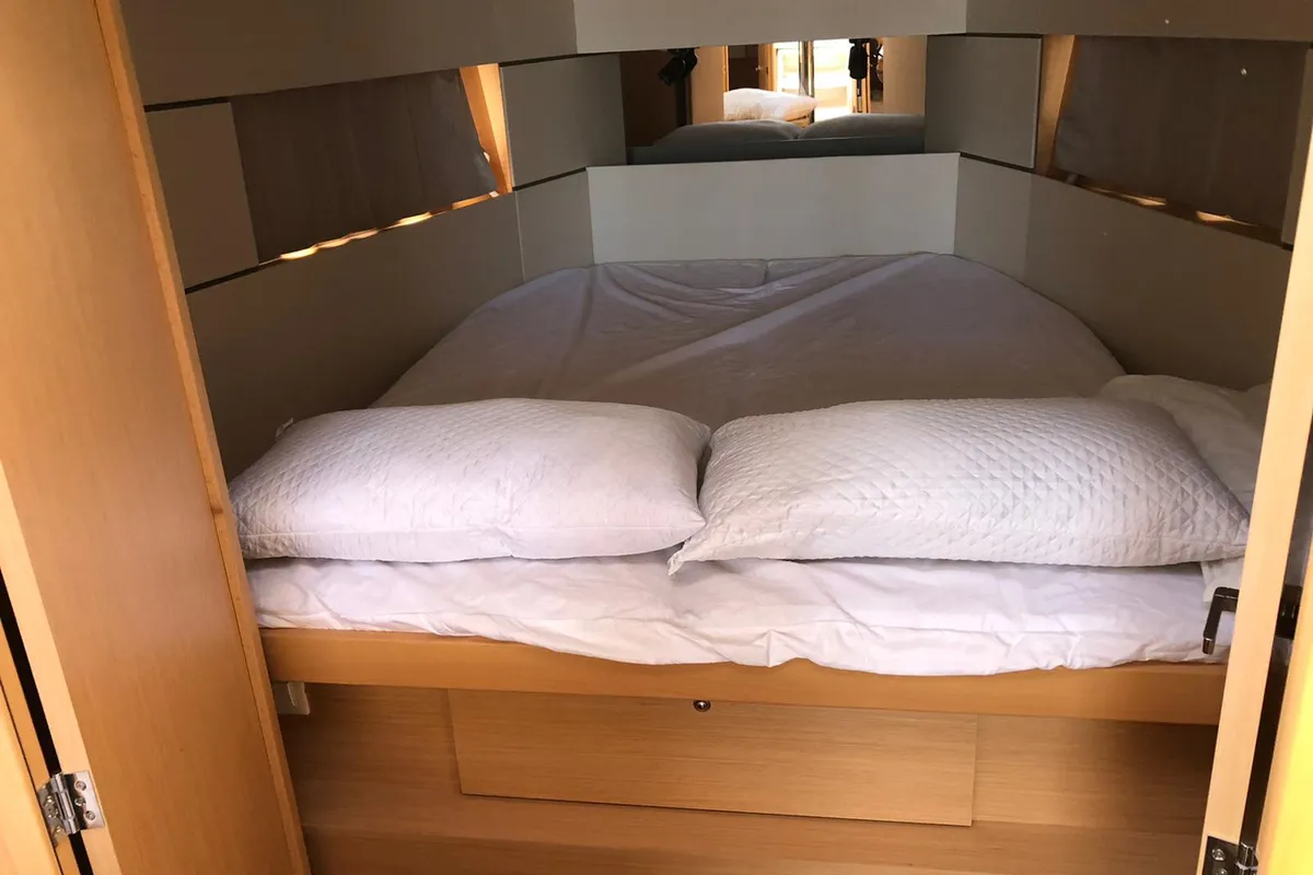 Cabin on Lampo, a Beneteau Oceanis 38.1 sailboat at La Spezia, Italy