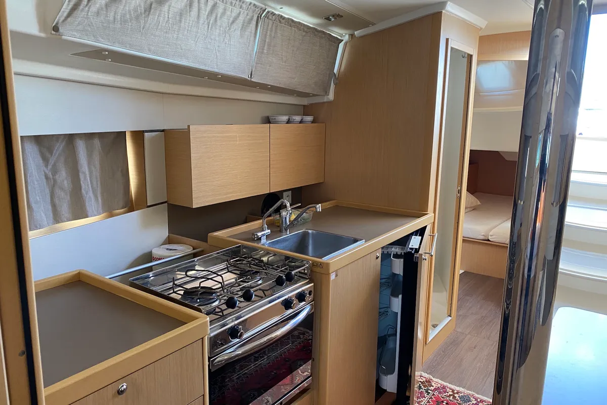 Galley of Lampo, a Beneteau Oceanis 38.1 sailboat at La Spezia, Italy