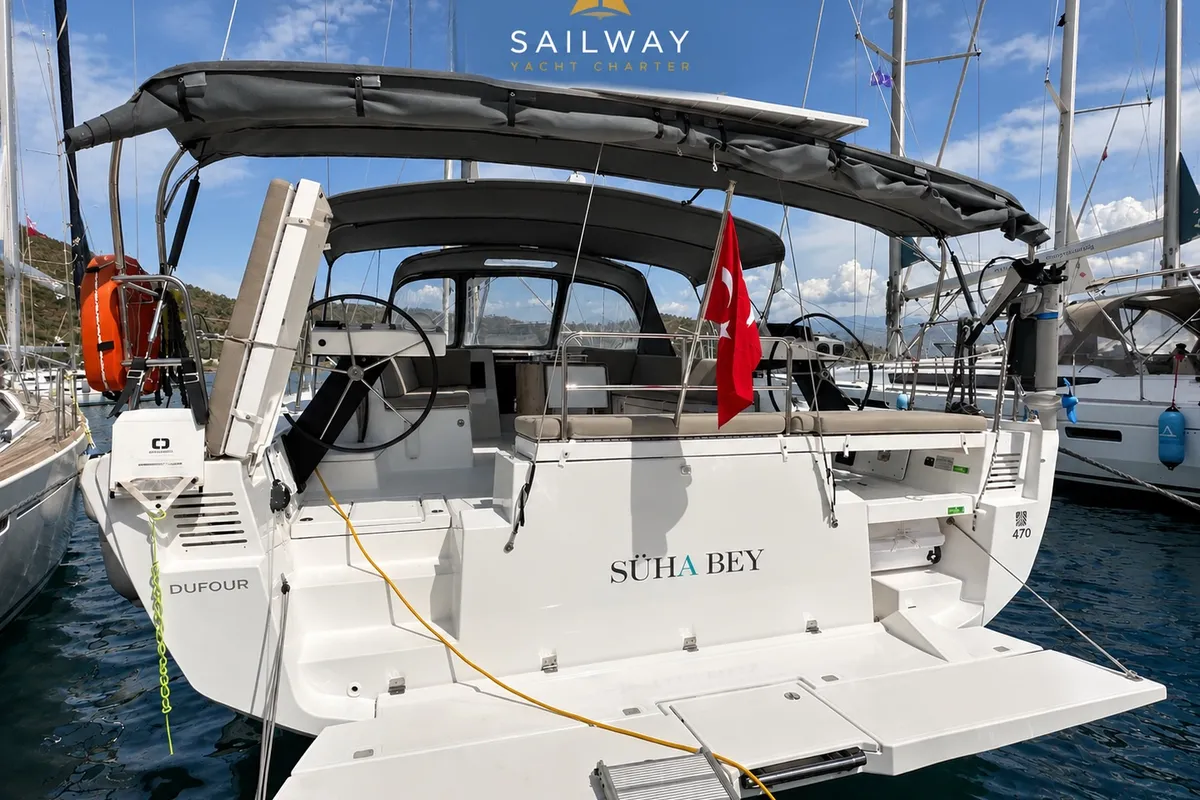 SÜHA BEY, a Dufour 470 sailboat at Marmaris, Turkey