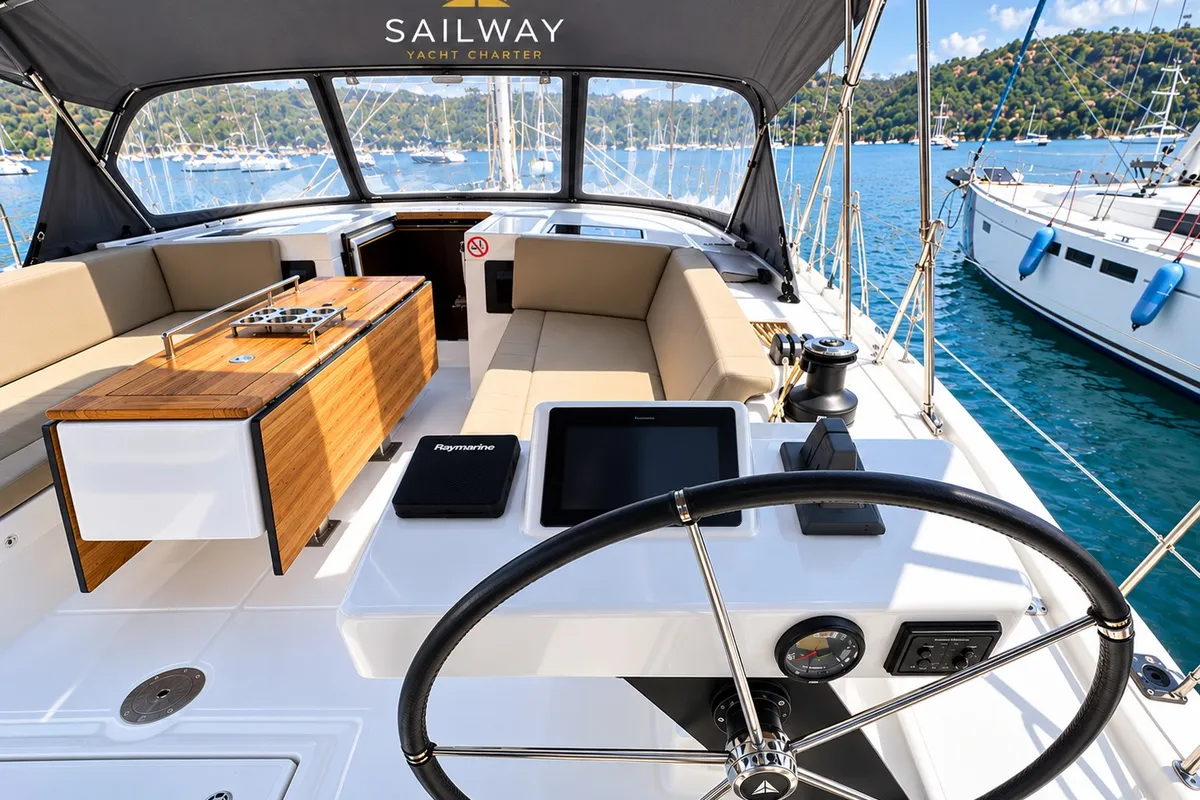 SÜHA BEY, a Dufour 470 sailboat at Marmaris, Turkey