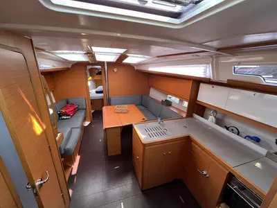 Salon of Bella I, a Dufour 390 sailboat at Grad Biograd na Moru, Croatia