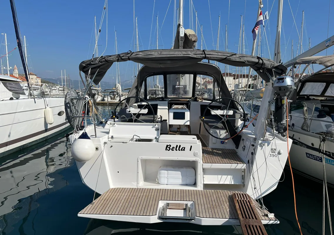 Cockpit of Bella I, a Dufour 390 sailboat at Grad Biograd na Moru, Croatia