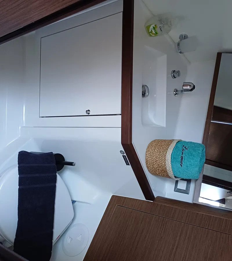 Head on Larimar, a Beneteau Oceanis 46.1 sailboat at Municipal Unit of Lefkada, Greece