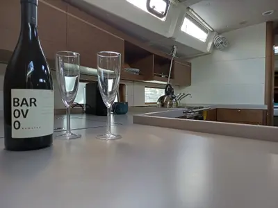 Galley of Larimar, a Beneteau Oceanis 46.1 sailboat at Municipal Unit of Lefkada, Greece
