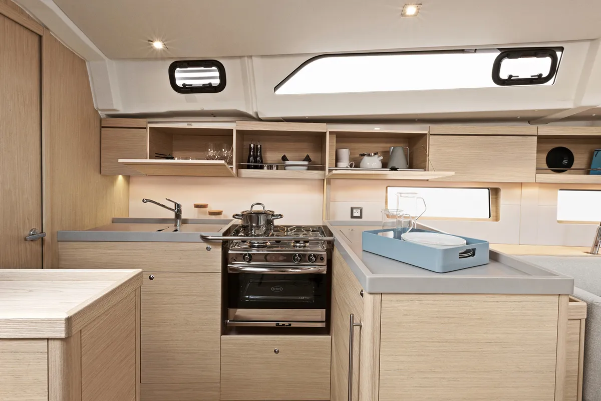Galley of Larimar, a Beneteau Oceanis 46.1 sailboat at Municipal Unit of Lefkada, Greece
