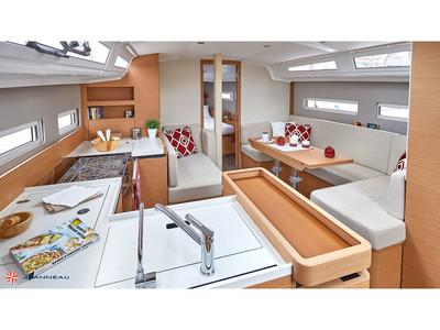 Galley of SAN GEORGE, a Jeanneau Sun Odyssey 410 sailboat at Nea Peramos, Greece