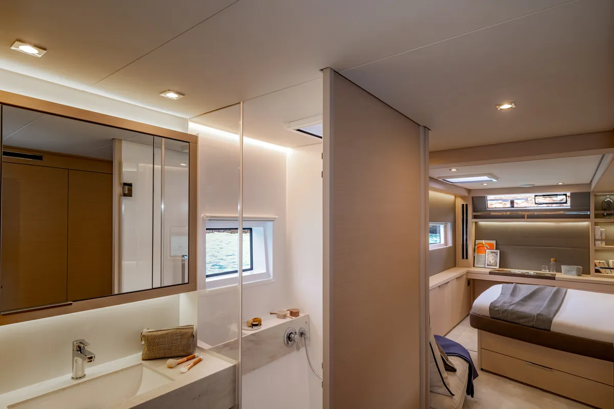 Head on Sailuxe - Sami, a Lagoon 55 catamaran at Salerno, Italy