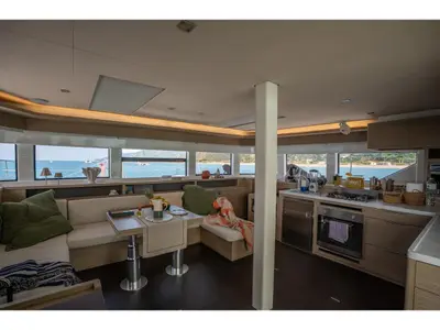 Salon of Sailuxe - Sami, a Lagoon 55 catamaran at Salerno, Italy