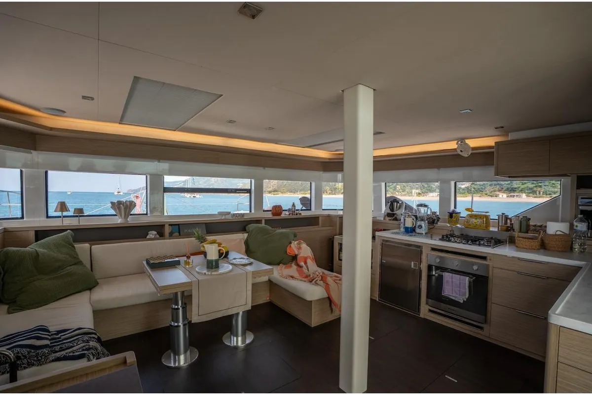 Salon of Sailuxe - Sami, a Lagoon 55 catamaran at Salerno, Italy
